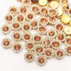 En Stock 8/10/12mm Doble Capa Girasol Pedrería Flor Redonda Placa Flor de Pedrería Hebilla de Pedrería Lazo Hecho a Mano Materiales para Accesorios de Cabello DIY