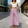 Ropa de Mujer de Comercio Exterior Transfronteriza Europea y Americana Amazon TEMU Wish Shein Pantalones de Pierna Ancha Elásticos con Bolsillo de Cordón Pantalones Cortos