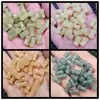 Contas soltas de jadeíta com juntas de bambu hexagonais nas cores azul água, rosa lótus e amarelo, contas barril multifacetadas para joias