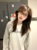 Camiseta de Manga Larga Raglán a Rayas de Bloques de Color Estilo Americano para Mujer, Nueva Superior Holgada Casual Versátil para Primavera y Otoño, Ins