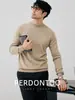 Urbano Minimalista! 26 Fios Elástico de Dupla Torção Malha Fina Roupas de Trabalho Masculinas Quentes Outono e Inverno Peça Básica Tricô de Gola Média