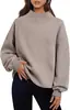 Suéter de Lã Casual de Moda Novo Outono e Inverno 2024 para Mulheres, Moletom Feminino Espesso com Gola Semifechada e Caimento Solto
