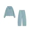 Conjunto Feminino Casual Esportivo 2026 Outono/Inverno Novo Blusão Soltinho com Capuz Saco de Suor Calça de Perna Larga Conjunto de Duas Peças