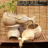 Cabaça de Cerâmica com Água Corrente Preta e Dourada, Tanque de Peixes Criativo Feito à Mão em Estilo Chinês, Vaso de Cerâmica com Água Circulante para Decoração de Paisagismo