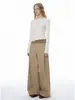 Calça Casual Feminina SEKSIMPLE com Cós Patchwork e Estampa Xadrez, Design Solto de Perna Larga com Visual Relaxado e Caimento Fluido
