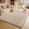 Alfombra color crema para sala de estar, sofá nuevo estilo mid-century, tapete grueso para el suelo, alfombra impermeable y fácil de limpiar de color liso para el dormitorio