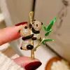 Nuevo Broche de Doble Panda de Bambú Estilo Chino, Pin de Animal de Bambú Esmaltado Estilo Nacional, Accesorio de Broche para Traje y Qipao