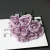 Ramo de 9 Cabezas de Rosas para Boda, Flores Artificiales, Florales para Decoración de Bodas, Ingeniería de Decoración Suave para el Hogar, Arreglo Floral, Flores Artificiales, Transfronterizo