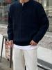 Suéter MYQ de cuello Henley retorcido para hombre, estilo perezoso de otoño e invierno, suéter coreano holgado, top de alta gama