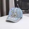 Boné de Baseball de Brim Novo Transfronteiriço com Renda e Strass, Boné Casual Versátil da Moda para Uso ao Ar Livre