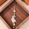 Llavero de Conejo Corredor de Brocado de Canción Linda, Colgante de Conejo de Jade, Producto Cultural y Creativo para Zonas Escénicas, Tienda de Hanfu, Accesorio de Estilo Chino Tradicional al por Mayor