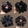 Novo modelo 2026 scrunchie de cetim preto para mulheres, elástico de cabelo de alta qualidade, elástico elegante para rabo de cavalo baixo, acessório de cabelo estilo casual