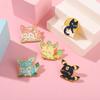 Acessórios de Broche de Liga de Esmalte Série Animal com Formato de Gato Fofo de Desenho Animado e Pequeno Monstro Atacado