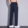 Calça Masculina de Seda Gelada, Fresca e Lisa, com Elasticidade em Quatro Direções, Calça de Ar Condicionado de Seda Gelada