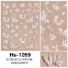 Redanco nuevo 5D relieve en concha de viento ligero pequeño flor silvestre pegatinas de uñas pegatinas de uñas estéreo He-1099