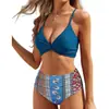 2027 Biquíni de duas peças estilo cross europeu e americano moda praia feminina push-up com alça swimsuit Amazon atacado