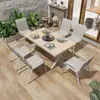 Mesa y silla de exterior madera plástica juego de tres o cinco piezas patio anticorrosión impermeable Protección Solar combinación Ocio exterior balcón jardín