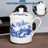 Taza de Té de Cerámica Jingdezhen con Flor de Ciruelo, Orquídea, Bambú y Crisantemo, con Tapa, Taza para Reuniones de Oficina, Taza de Agua para el Hogar