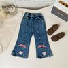 Pantalones de Pierna Ancha Forrados de Felpa para Otoño e Invierno de Lime Girl para Niñas, Pantalones de Mezclilla Explosivos para Bebé Nuevos Elegantes y a la Moda de Otoño e Invierno