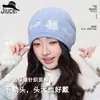Gorro de punto original, elegante, de jacquard, con diseño de conejo de dibujos animados, holgado, para niñas con cabezas grandes, adecuado para hacer que la cara parezca más pequeña, gorro de poner con lazo