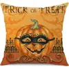 Funda de Almohada Halloween Calabaza Divertida Transfronteriza Amazon Estampado de Lino Funda Decorativa para Cojín de Sofá del Hogar