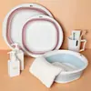 Lavabo plegable portátil de silicona, lavabo para lavar verduras, lavabo de plástico para remojar los pies para dormitorio de estudiantes, lavabo multiusos