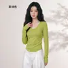 Nuevo Básico de Manga Larga con Cuello en V para Otoño Temprano, Delgado, Sexy, Versátil, Temperamento, Rejuvenecedor, Hombro Normal, Camiseta para Mujer