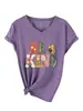 Amazon eBay site independente moda estiloso versátil feminino "seja gentil" borboleta flor estrela gola V manga curta camiseta