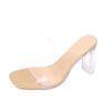 Sapatos de Salto Alto Transparentes e Chinelos 2025 Verão Novo Uso Externo Cristal Salto Grosso Sandálias Estilo Francês Sandálias de Celebridade