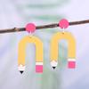 Pendientes de madera para estudiantes de temporada escolar transfronterizos europeos y americanos, joyería, pendientes de lápiz y amor, pendientes creativos de regalo para el Día del Maestro