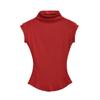 Verano Ajustado Sexy Estilo Callejero Cuello Semi Alto Sin Mangas Camiseta Sexy Aspecto Adelgazante de Cintura Puro Deseo Top Corto