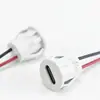 Enchufe Tipo-C tipo snap-in LN-022E/Blanco con cables pre-soldados para alimentar ventiladores pequeños de mano