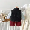Conjunto de 3 Peças Dianxi para Bebê Inverno Desenho Animado Moletom com Capuz Colete Acolchoado Reversível Calça de Perna Larga Espessa com Forro de Lã