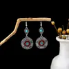Pendientes Bohemios Azules de Turquesa Estilo Étnico Europeos y Americanos, Pendientes de Borla de Metal Plateado Imitación, Joyería de Borla Vintage para Orejas al por Mayor