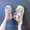 Sandalias Romanas Populares de Suela Gruesa para Aumentar la Altura para Mujer, Novedad Verano 2026, Sandalias de Playa Casuales Versátiles de Estilo Coreano Retro para Exteriores para Mujer