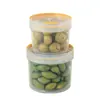 Contenedor de plástico transparente redondo BNBSR con asa, sello hermético, apto para almacenar aceitunas y otros alimentos en conserva