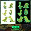 Adesivos de Tatuagem de Dinossauro de Desenho Animado Luminosos para Homens e Mulheres à Prova d'Água e Duradouros Adesivo de Pele Natural para Braço Infantil Brinquedos