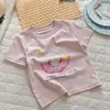 Camiseta de Manga Corta para Niña 2026 Nuevo Estilo Serie de Colores Macaron Camiseta de Algodón Puro para Niños Niñas Verano Estampado de Dibujos Animados Manga Corta Dulce