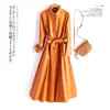 Abrigo de Piel de Oveja Estilo Coreano de Venta Caliente Transfronterizo para Mujer 2026 Primavera y Otoño Nuevo Largo Por Encima de la Rodilla Ajustado Talla Grande Gabardina