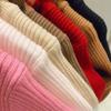 Suéter Macio e Waxy para Menina Outono e Inverno Estilo Ocidental Gola Alta Cor Sólida Camisa Base Gola de Orelha de Bebê Tricô