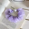 Scrunchie de Malha Cetim Pérola Estilo Coreano para Mulheres, Elástico de Cabelo de Alta Elasticidade, Acessório de Cabelo Exquisito e de Alta Qualidade para Coque