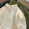 Suéter Pulóver de Medio Cierre y Cuello Alto Nuevo 2026 para Hombre, Top Casual Estilo Japonés de Otoño, Prendas de Punto Versátiles para Pareja