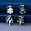 Plata S925 Retro Doble Cara Estilo Chino Colgante Hueco Copo de Nieve Colgante Árbol de la Vida Pulsera de Cuentas Hecha a Mano DIY Collar