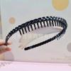 Diadema Negra de Plástico Casual para Mujer, Versátil para Lavado Facial, Agujero para Cabello Suelto, Presión para el Cabello con Dientes, Diadema Antideslizante, Pasador para Hombres y Personas Mayores