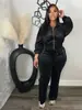 TW575 Amazon Moda europea y americana nueva para mujer cárdigan de manga larga con solapa y cremallera conjunto de dos piezas de pantalón de invierno