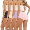 [Pacote com 4] Comércio Exterior Transfronteiriço Roupa Íntima Feminina Tamanho Grande Renda Cintura Alta Sacola de Quadril Pronta Rosa Cor Pura Calcinhas