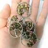 Colgante de Alambre de Árbol de la Vida de Cristal Natural Ágata Color Mixto Árbol Colorido Árbol del Dinero Grava Accesorios Ecológicos