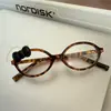 Subcultura Celebridad de Internet Espejo Lindo con Decoración de Lazo Gato Negro con Marco Estampado de Leopardo Gafas para Estilismo Sin Maquillaje Modernas