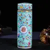 Taza Aislada de Esmalte Cerámico de Doble Capa Taza de Té Porcelana Azul y Blanca Taza de Agua Taza de Oficina Hogar Viaje Regalo de Negocios