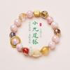 Yong Xiang con pulsera de porcelana en polvo con esmalte gris fragante de Pekín, zorro de nueve colas, lámina de oro, pulsera de buena suerte, regalo para amigas, venta al por mayor